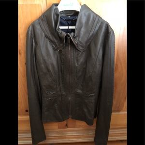 Elie Tahari lazer cut detail leather jacket